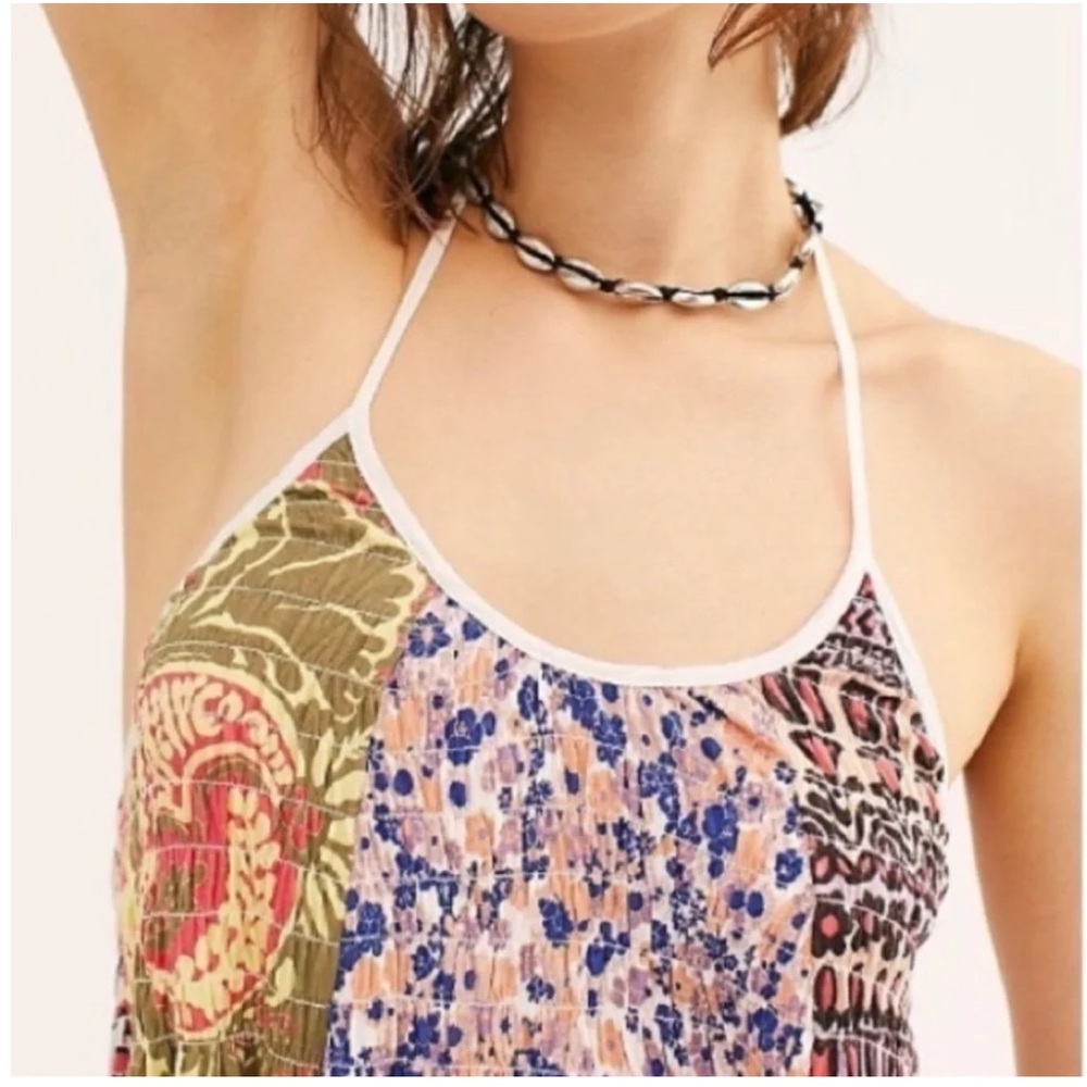 Free People Patchwork Asymmetrical Maxi Dress - Cream, Pink, Orange, Green, Blue - Picture 10 of 16